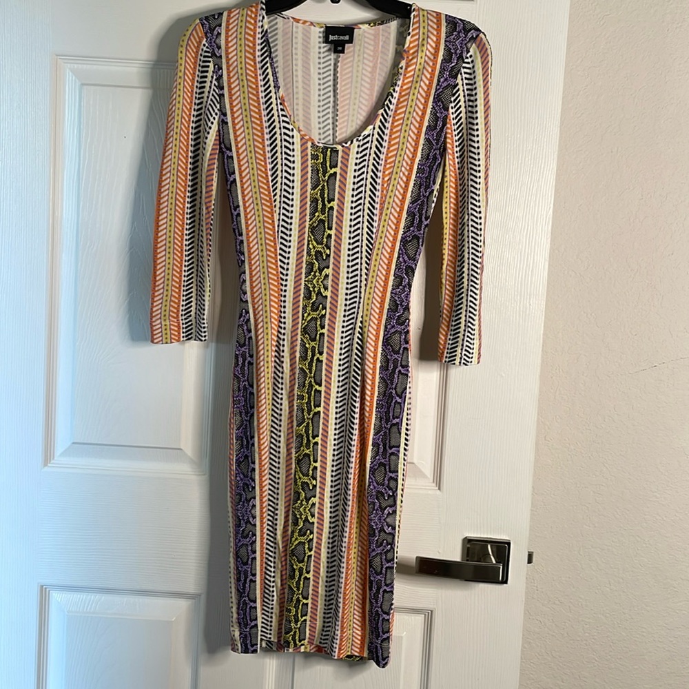 Just cavalli snake print 3/4 sleeve mini dress